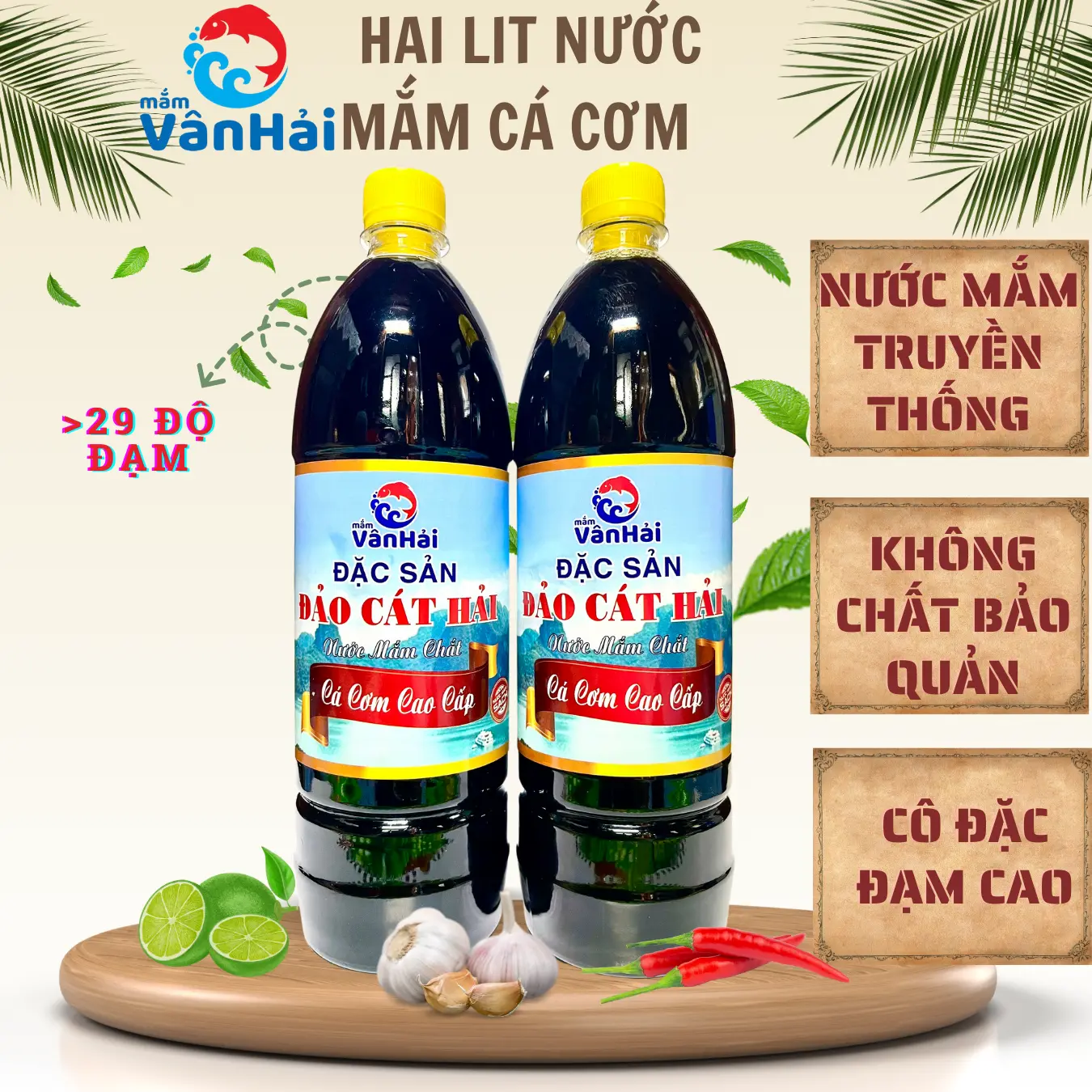 Hai Chai Nước Mắm Chắt Cá Cơm Đen (2l) - Ủ 3 năm - Đặc sản đảo Cát Hải Nước Sốt Gia Vị