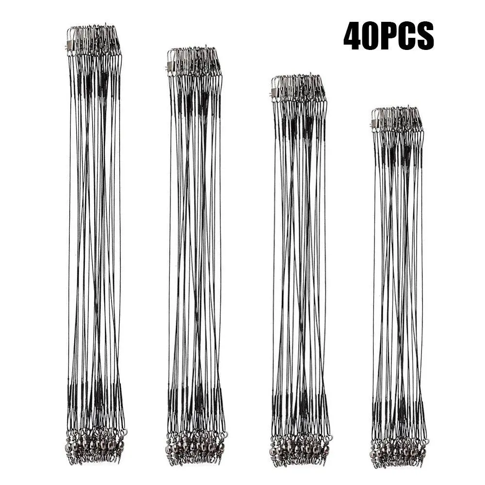 Fishing Tackle Leaders, 40pcs/set Stainless Steel Fishing Leader, Line Wire with Swivel Buckles for Saltwater & Freshwater Connecting Fishing Tackle Lure or Hook
