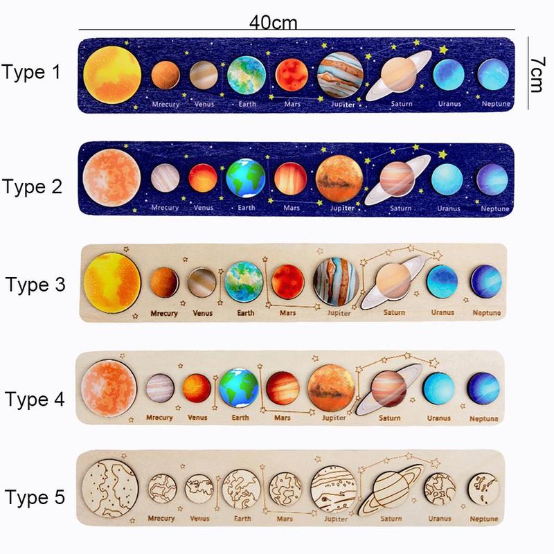 Product Introduction of Wooden Puzzle Toy Solar System Model Science Toys Set Montessori Planets Science Educational Puzzle Toys for Kids Gifts 15