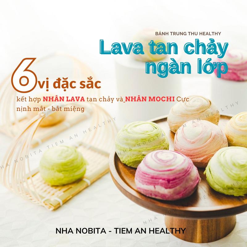  Bánh Lava 6 Vị Ngàn Lớp Tan Chảy Bánh Trung Thu Nhân Lava Kết Hợp Mochi Nhà Nobita Healthy | Ít Ngọt Bánh Mềm Thơm 