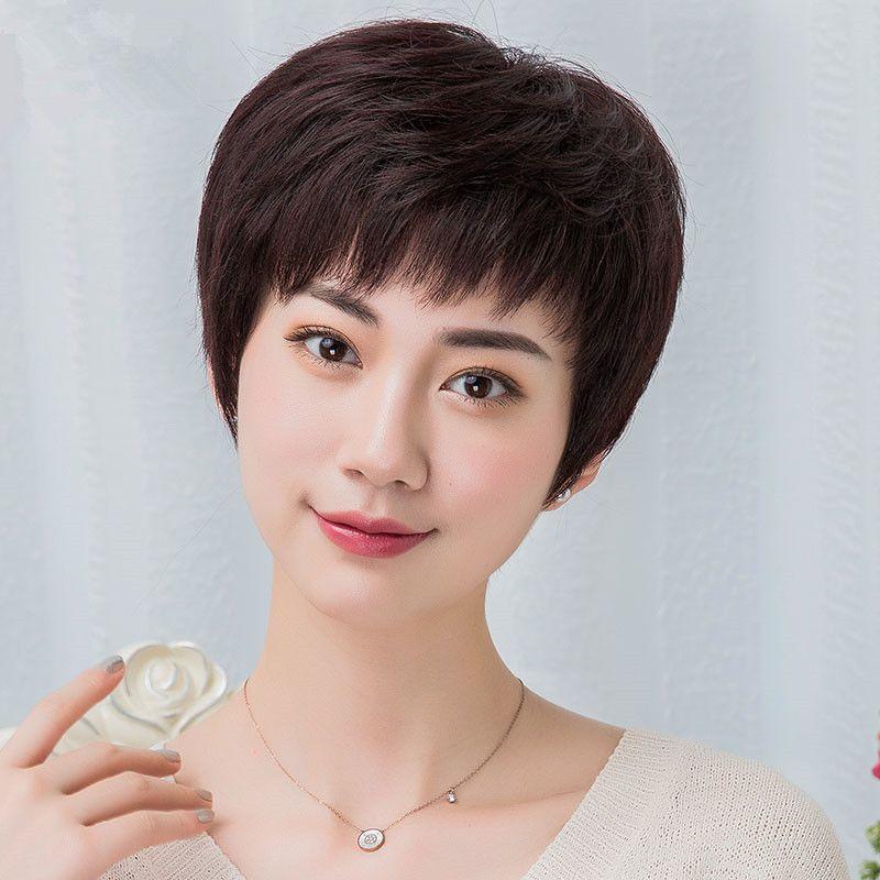 Product Introduction of Middle-Aged and Elderly Women's Fashion Wig Women's Short Hair Simulation Hair Hair Cover Full-Head Wig Natural Wig Mom 14