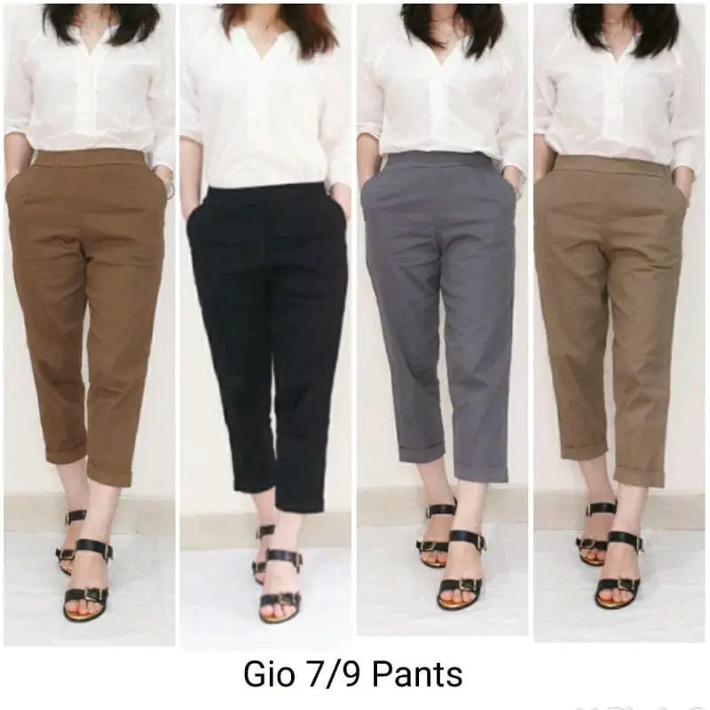 celana katun wanita stretch 7/9 Gio Basic Pants