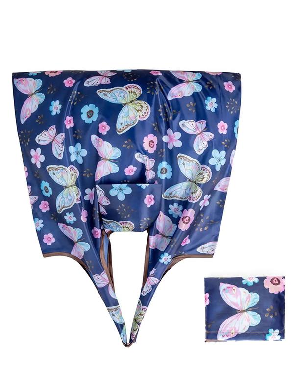 Colorblock Butterfly Print Foldable Shopping Bag, Casual Large Capacity Folding Travel Bag, Fashionable Reusable Bag for Women & Men 3