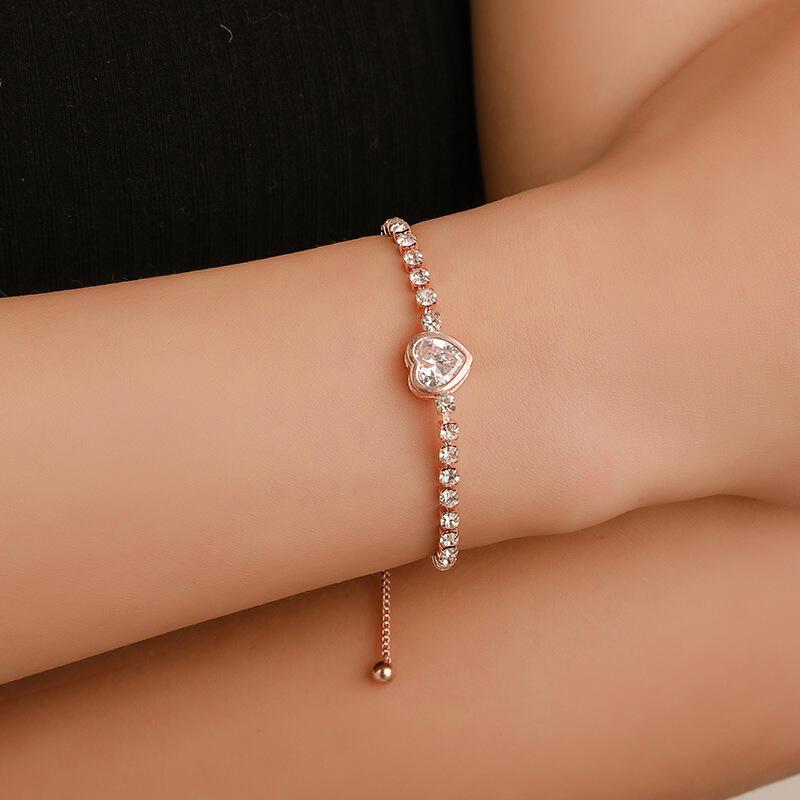 Product Introduction of New Product Fashion Love Zircon Small Fresh Imitation Big Brand Simple Dia-studded Ladies Bracelet 0