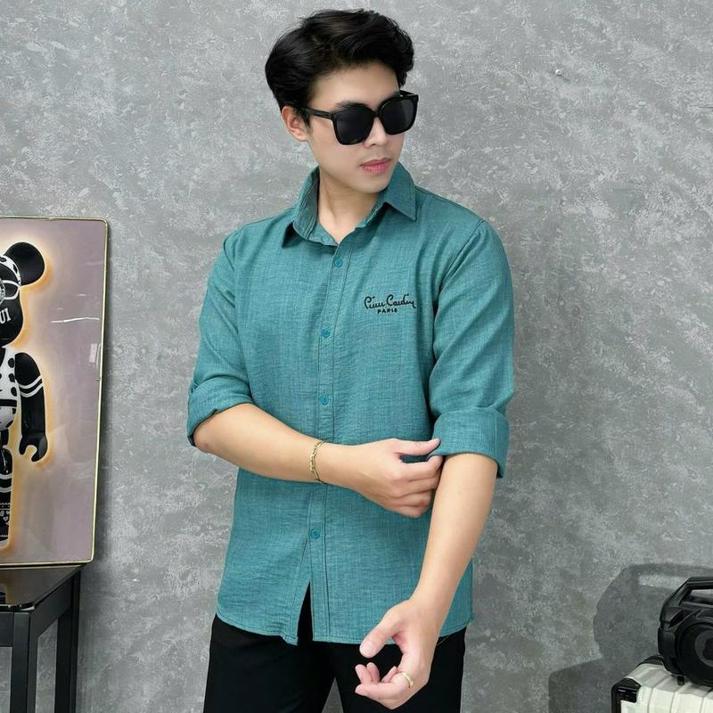 Áo sơ mi đũi vân mây mềm mại dáng suông dài tay nam cổ bẻ đủ size mặc thoải mái, nhẹ mát dễ phối đồ Menswear