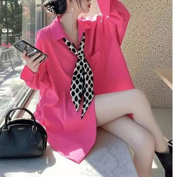 Áo Sơ Mi Hồng Thiết Kế Siêu Sành Điệu, Thời Trang, Có Thắt Nơ, Áo Dài Tay, Hàng Mới Về, Bán Chạy, Năm 2025, Cửa Hàng