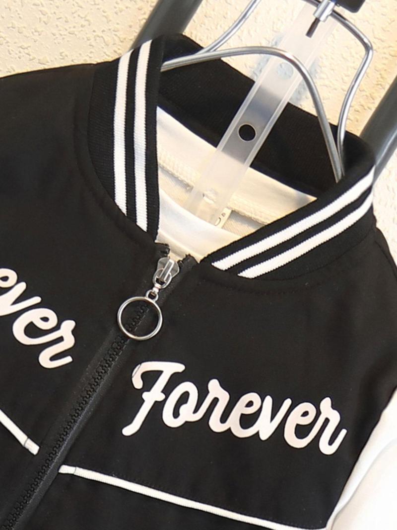 Product Introduction of Boy's Letter Print Baseball Collar Jacket, Casual Loose Fashionable Varsity Jacket for Daily Outdoor Wear, Kids Clothing for All Seasons, Athletic 7