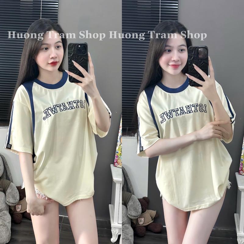 Product Introduction of Áo Thun Freesize Cotton 4 chiều 240gsm - IS THAT WE thêu phối trước sau , Chất thun cotton 4chiều mềm mát , Form dáng rộng 42-70kg, Hương Trầm Shop Nữ Women Cổ Tròn 8