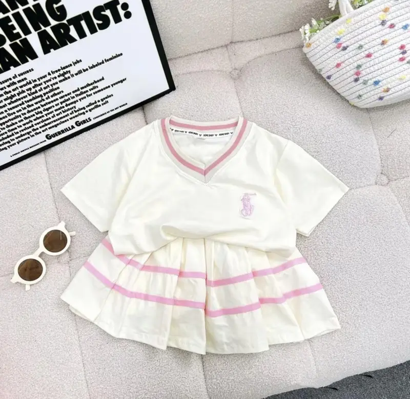 set váy ngựa cổ tim xếp li dành cho bé gai từ 9-35 kg chât liêu cotton sét  áo 0