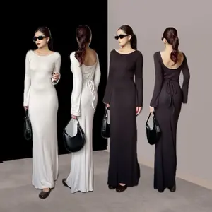 Peotys Angel long dress backless wanita Polos