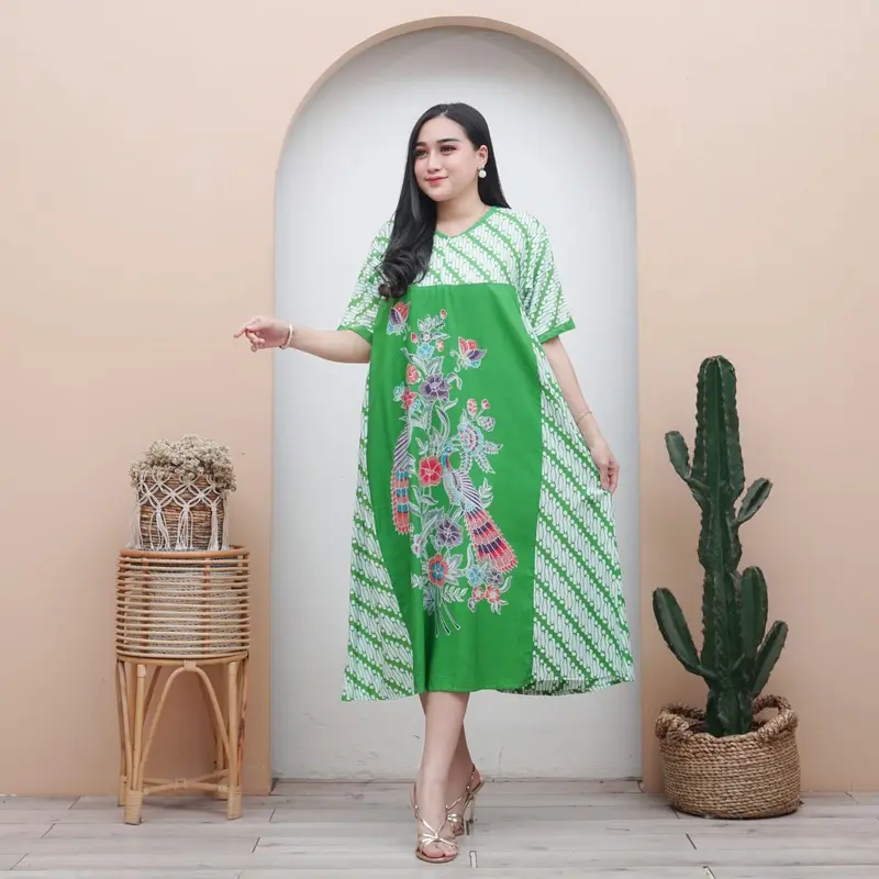 Daster payung encim motif parang-Daster bahan rayon premium busui freindly motif bunga lengan pendek ukuran standar ld 110 Pb 115 baju rumahan adem homedress kekinian adem nyaman dipakai Panjang Kain Ibu Menyusui 6