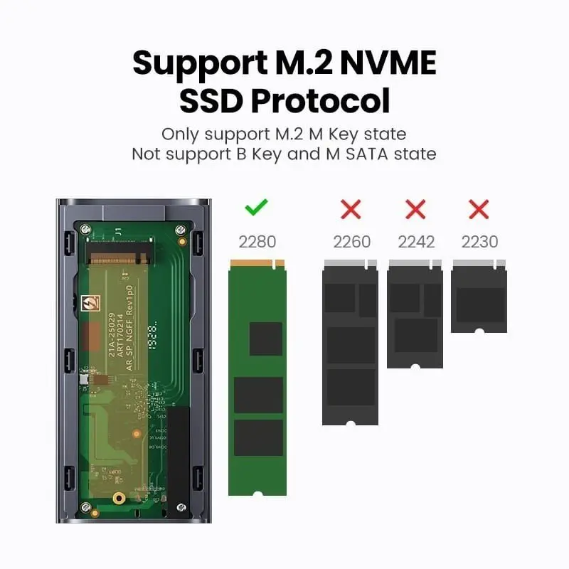 Hộp đựng ổ cứng Thunderbolt 3 Ugreen 80336 CM343 SSD NVMe M.2,Tốc độ 40Gpbs ,Kèm cáp Thunderbolt 3 0.5M 4
