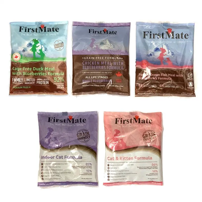 High Quality Trial Pack  FirstMate Premium Cat Dry Food, 5 types, 80g each