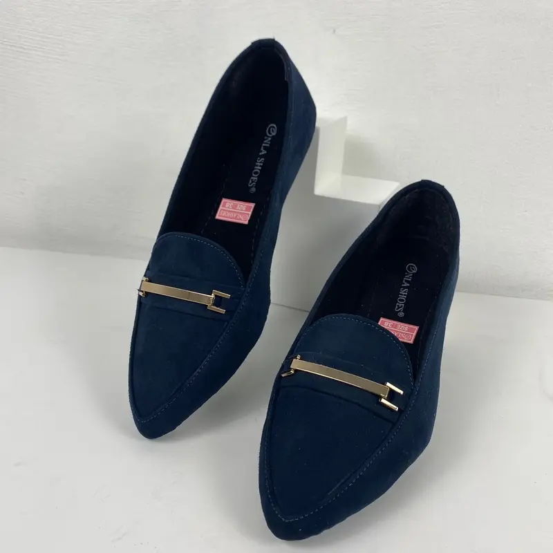 Onla Shoes Flatshoes Wanita LB11 Karet Hitam Suade Lembut Kerja Perempuan Cewek 2