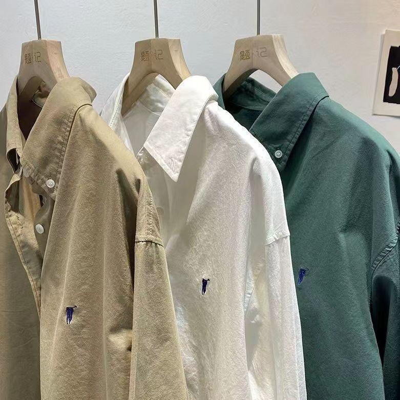 Áo Sơ Mi Ngựa Xếp Nếp Áo Sơ Mi Lớp Nền Dài Tay Cổ Điển Mỹ Mùa Mùa Xuân Và Mùa Thu Cho Nữ, Với Váy Băng Quấn, Thêu, Phong Cách Nhật Bản, Áo Sơ Mi Bảo Hộ Lao Động