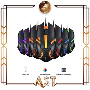 Mouse X1 Gaming Rainbow kabel usb LED lampu laptop Nuos RGB