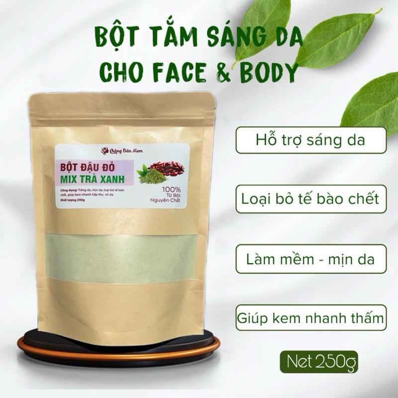  BỘT TẮM SÁNG DA 250g  BÁN TRÊN LIVE  - từ bột đậu đỏ mix bột trà xanh và arbutin. Hỗ trợ sáng da làm mềm mịn da và ttbc từ đó giúp kem nhanh hấp thụ vô da. 