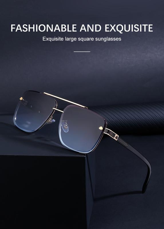 Product Introduction of Men's Glasses 2023 New Retro Metal Double Beam Sunglasses Square Frame Trimming Driving Sunglasses 0