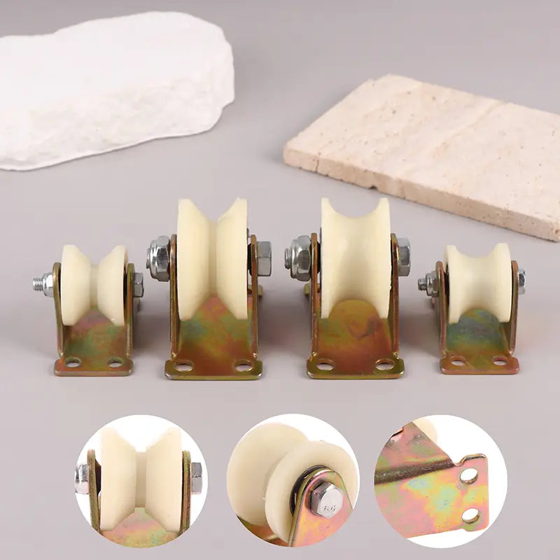 Ròng Rọc theo dõi con lăn có rãnh bằng Nylon, V / U, với giá đỡ, Ròng rọc nặng, thích hợp cho cửa có rãnh, có kích thước 30mm và 50mm, có gót trượt