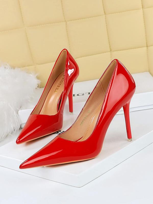 Women's Fashionable Solid Pointed Toe High Heel Shoes, Elegant Slip on Shoes for Party, Daily Clothing Decor for Women & Girls 1