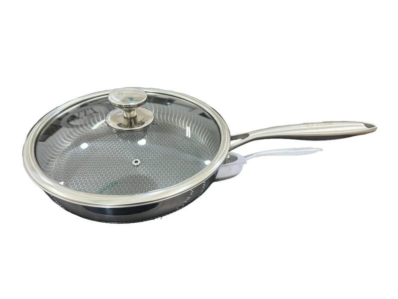 Chảo Đức Tổ ong inox 316 cấp y tế Đáy bằng - Chống Dính NANO kháng khuẩn + Công nghệ BLACKCUBE giúp bảo vệ lớp chống dính siêu bền bỉ siêu chống trầy xước bề mặt chảo Đáy 7 lớp thép đun tất cả các loại bếp