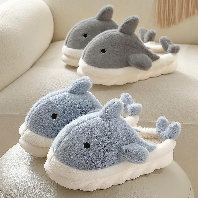 Dép lông nữ quai ngang mang trong nhà LinhTDEP, dép mùa đông cá heo cute, dễ thương đi chơi, đi học Slipper
