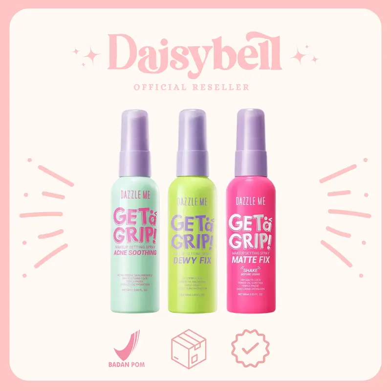 DAZZLE ME Get a Grip! Makeup Setting Spray Beauty Protecting 4 X Hydrating Makeup Mist Flawless Lightening Primer Water Tahan 24 JAM 0