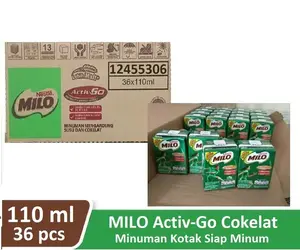 Susu Milo Kotak Coklat ACTIVE GO UHT - 110 ml ( HARGA 1 DUS isi 36)