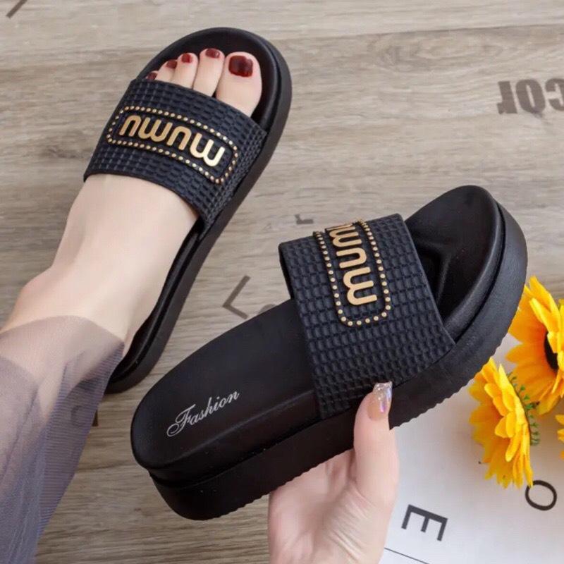 Dép lê nữ quai ngang dép đế cao dép bánh mì nữ cute