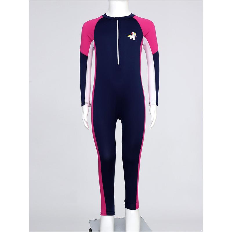 Hansber Girls Rash Guard Swimsuit UPF 50+ Full Cover Wetsuit Sun Protection Long Sleeve One Piece Swimwear 2