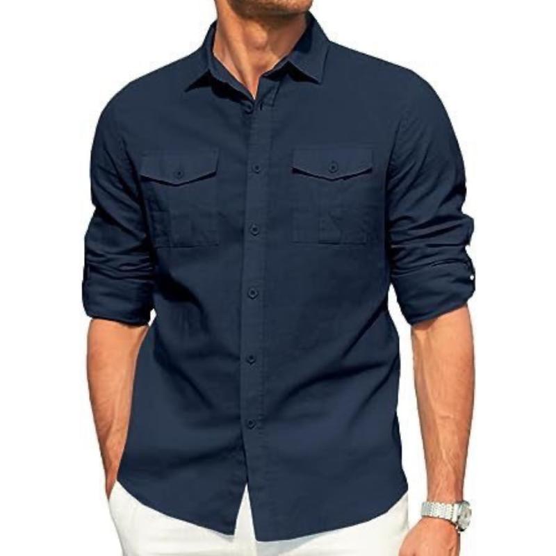 Sơ Mi KAKI 2 túi ngực tay dài Form Slimfit dày dặn Thoáng mát thoải mái basic somidep Nam Áo Menswear Dài Tay Có Cổ Jean Shirt