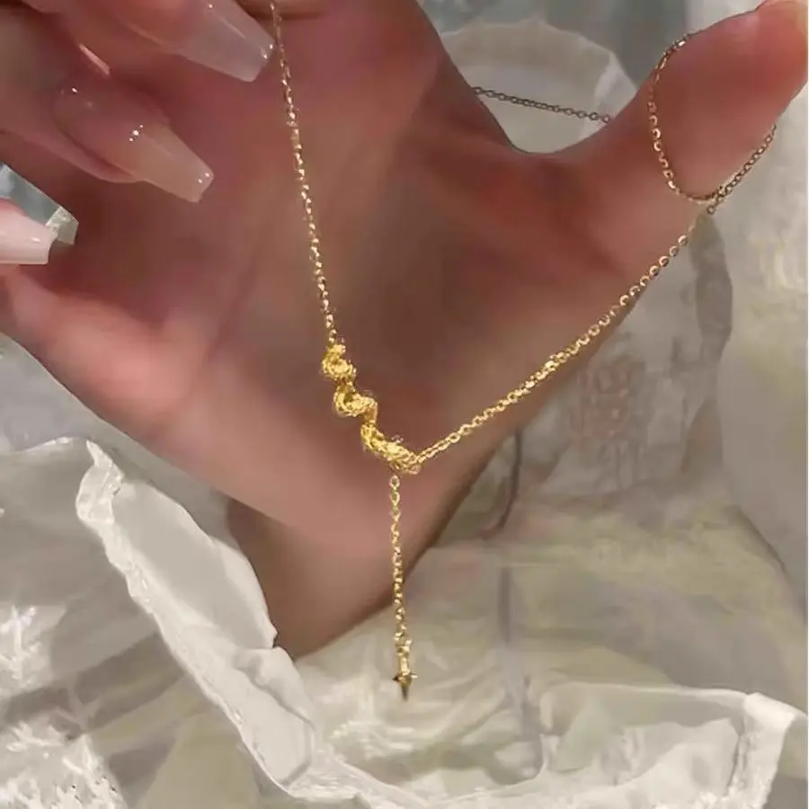 Snake Year Pendant Necklace - Gold Coil Zodiac Chain, Palace Elegance
