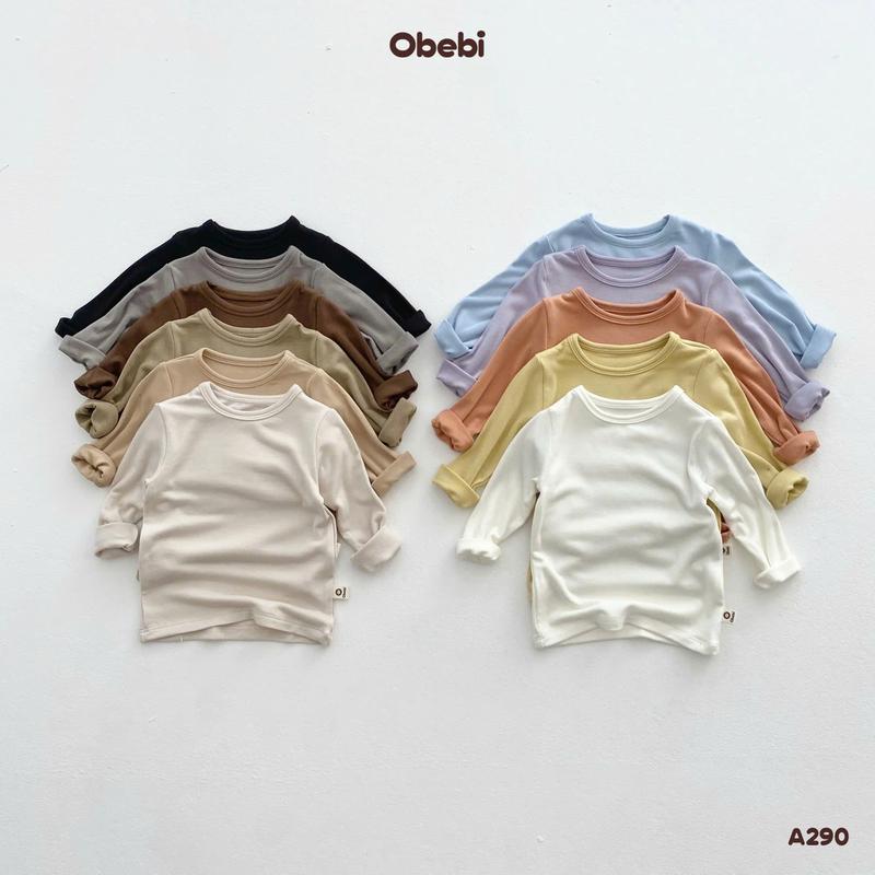 A290.1 Áo Giữ Nhiệt Cotton Cổ Tròn Co Giãn 4 Chiều Obebi Cho Bé Vải Cotton