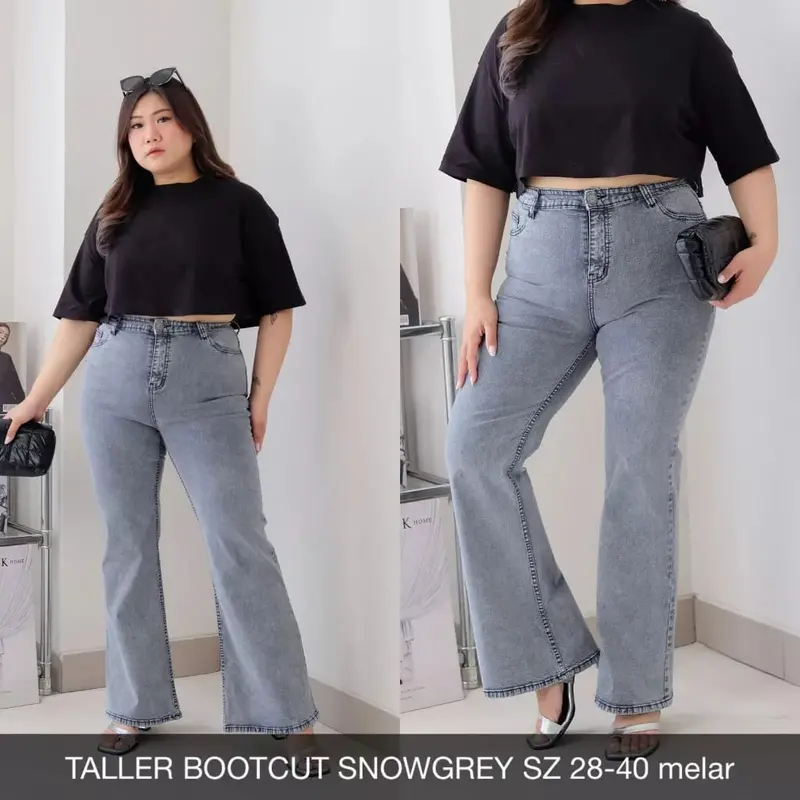 Celana Jeans Cutbray Wanita Super Jumbo Nyaman Variasi Panjang Denim Dewasa Cewek 3