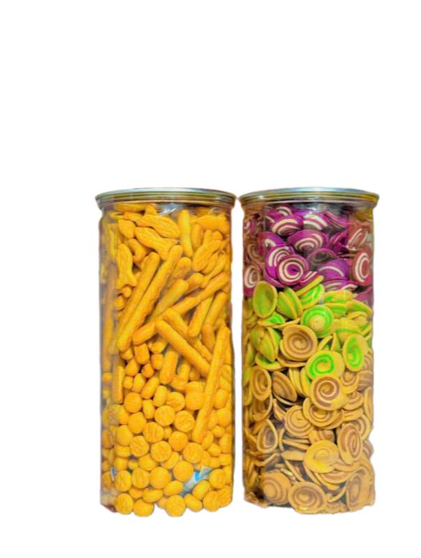 Combo 2 hũ bánh quy mix và bánh tai heo nhí mix 3 vị -ăn vặt Snack Cake Food Thức Ăn Nho Cay Nho Cay