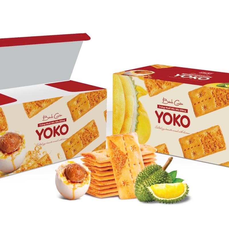Combo 2 thùng bánh Giòn Giòn Yoko SBT Mix vị sầu riêng và trứng muối thơm ngon bổ dưỡng snack ăn vặt (320g/thùng)