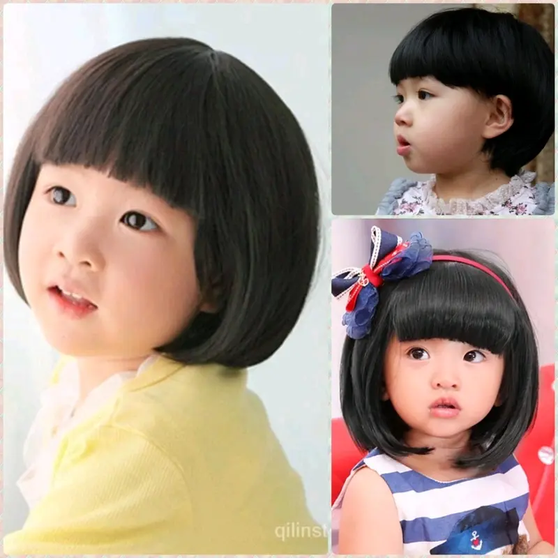 Wig Anak Perempuan Rambut Palsu Cantik Fashion Poni 6