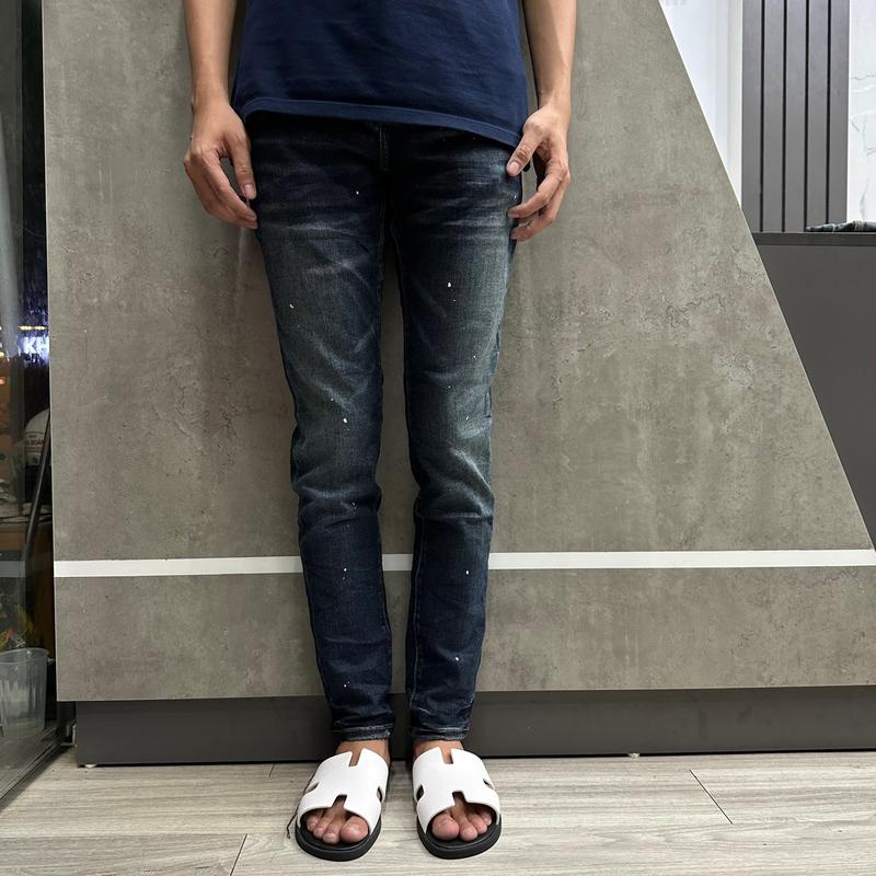 Quần jean bò purple xanh đậm bạc đồng vẩy sơn trơn 4 cúc cotton  Nam