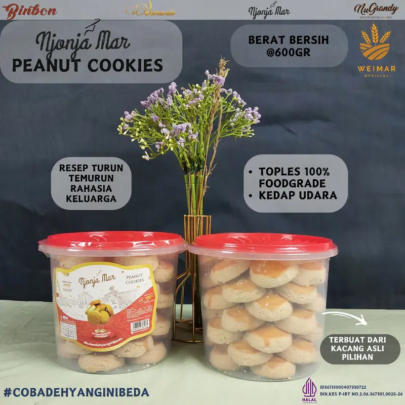 Njonja Mar - Peanut Cookies Kue Kacang Jadul @600 Gr/Pcs 8