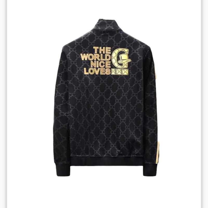 Áo Khoác Poli Cao Cấp Thời Trang MenVip Fashion Menswear Jacket (Đen + Thêu viền vàng Kem 2