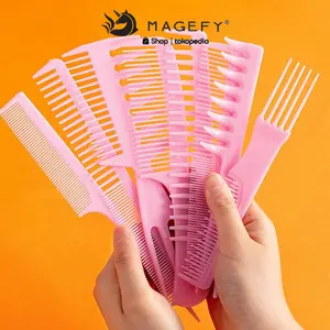 MAGEFY Set Sisir Rambut Salon 8 Pcs - 10 function in 1 set – Sisir Anti Static Profesional, Ringan & Tahan Lama, Cocok untuk Hair Styling, Potong Rambut, Salon & Barbershop 1561