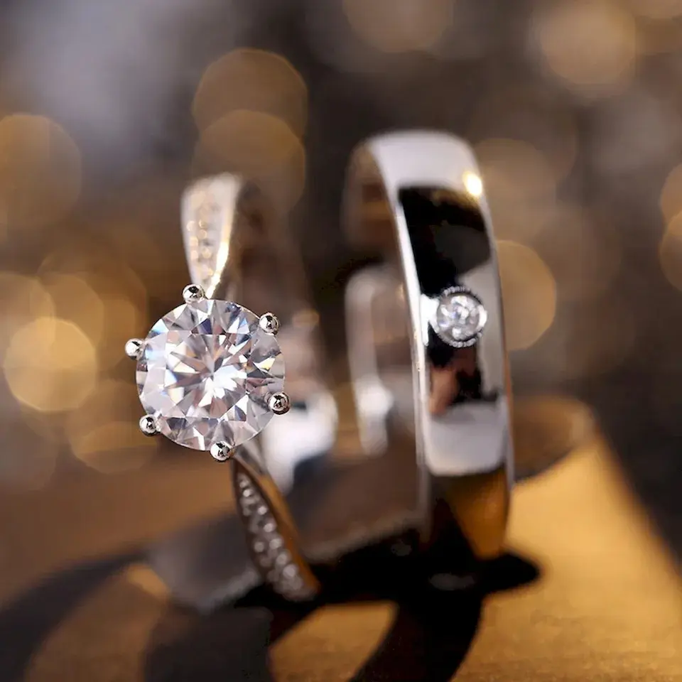 Cincin Couple Perak S925 Asli Pertunangan Pernikahan Ulang tahun Free Box