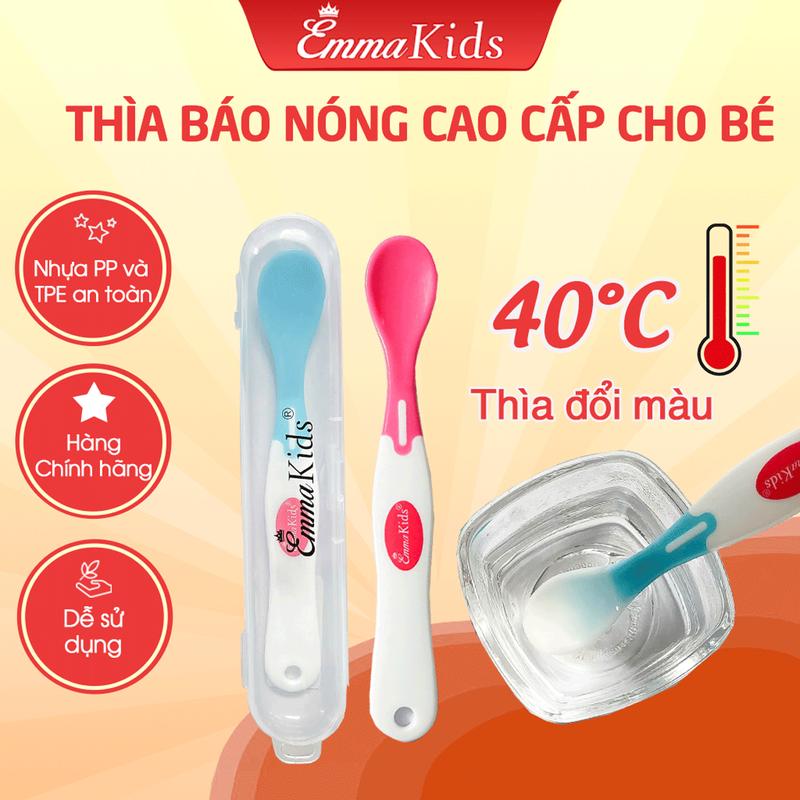 Thìa Báo Nóng Cao Cấp Emmakids,Thìa Báo Nóng Cảm Ứng Nhiệt, Muỗng Silicon Mềm Cho Bé Ăn Dặm Giúp Bé Ăn Ngoan Voi