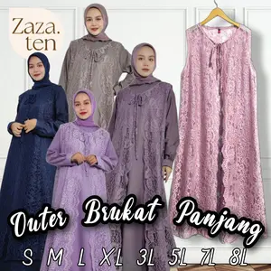 Outer Brukat Clara Cardigan JUMBO Brokat Panjang Semua Ukuran Premium Luaran Pesta Kondangan Rompi Wanita Jumbo Panjang 120cm S M L XL XXL XXXL XXXXL 3L 5L 7L 8L Basic Dress