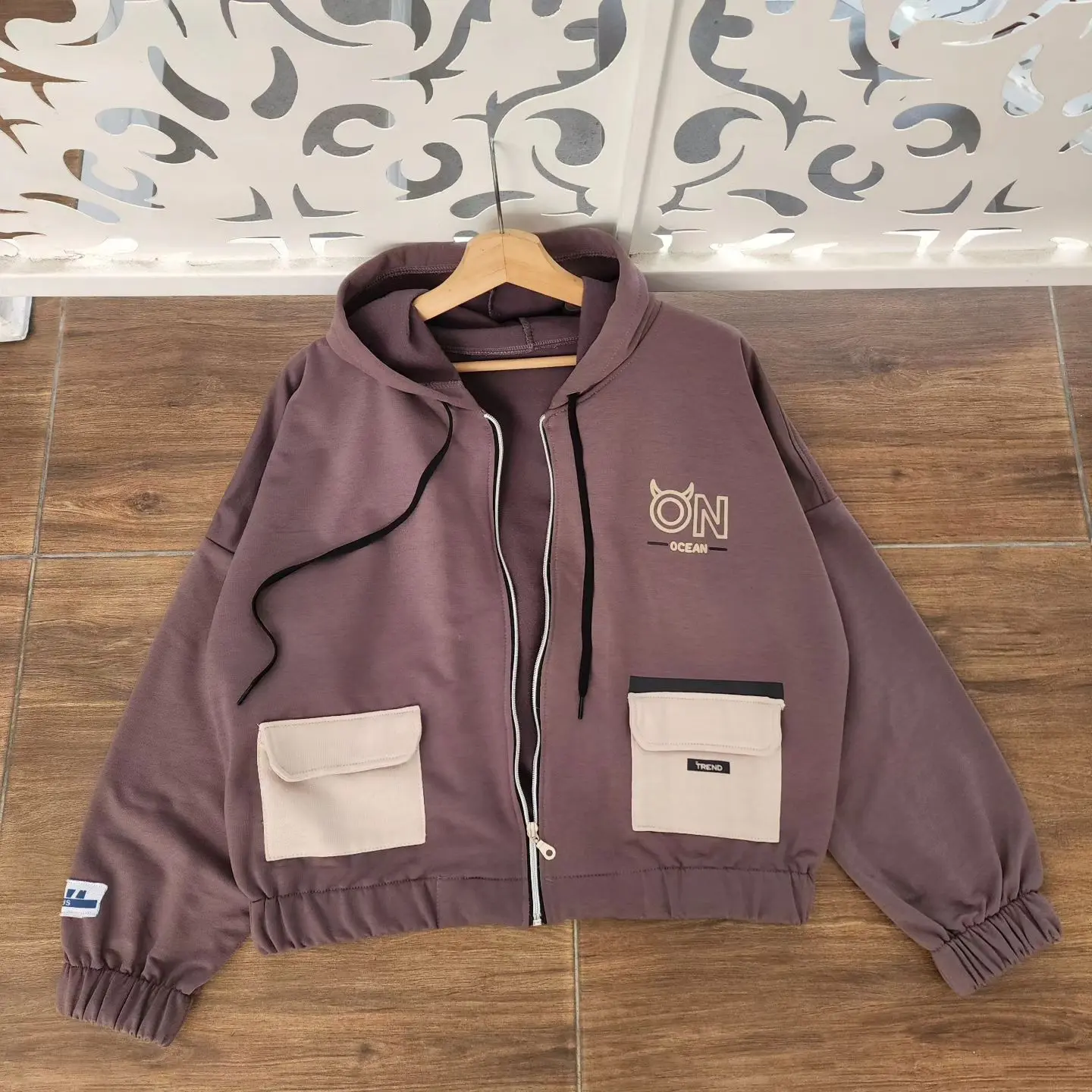 SAN (Gratis Ongkir COD) On Ocean Zipper Hoodie Fleece & Sweatshirt Fashion Wanita