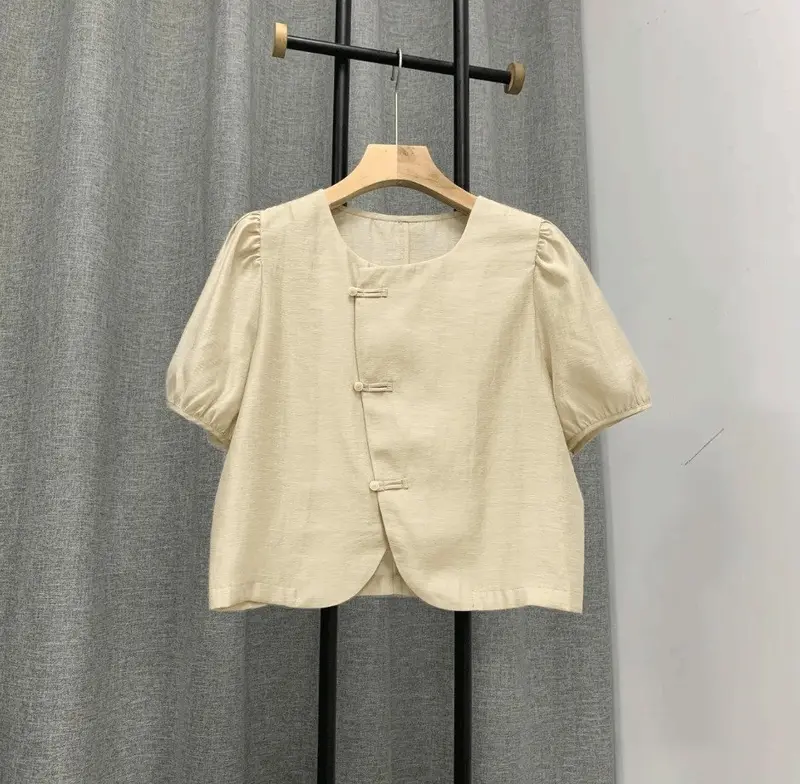Áo đũi nữ SP12, cổ tròn, tay bồng nhẹ, 7 màu thời trang, Women Top SP12 2
