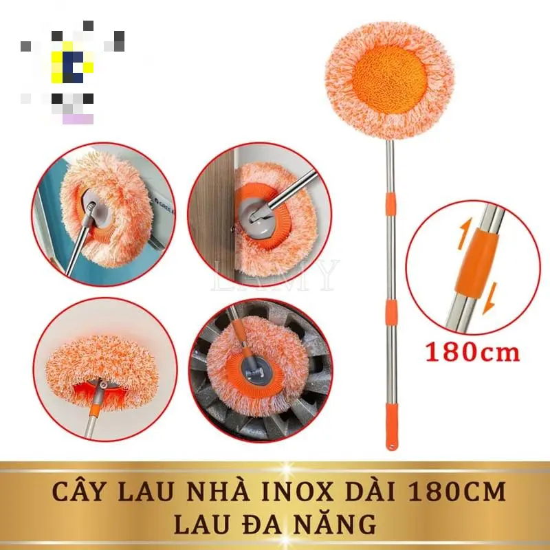 Chổi Quét Trần Nhà, Cây Lau Nhà Đa Năng Tiện Dụng Hình Tròn Hoa Hướng Dương Dài 180cm Inox 302 Đồng bông cứng cáp 8