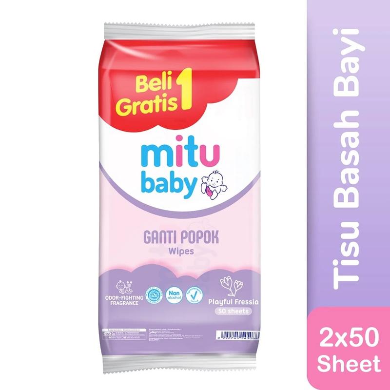 Product Introduction of tissue basah mitu 50 s buy 1 get 1 Wipes bayi Tisu Alcohol-Free Tidak 1