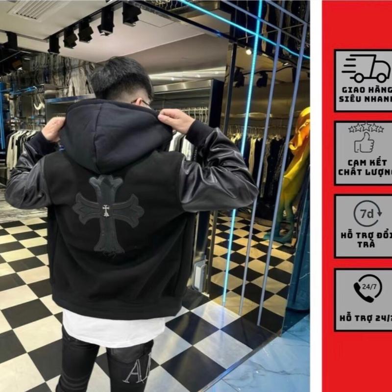 Áo khoác Bomber Varrsity dạ phối da hoạ tiết khoá tay , full thêu hàng siêu cấp