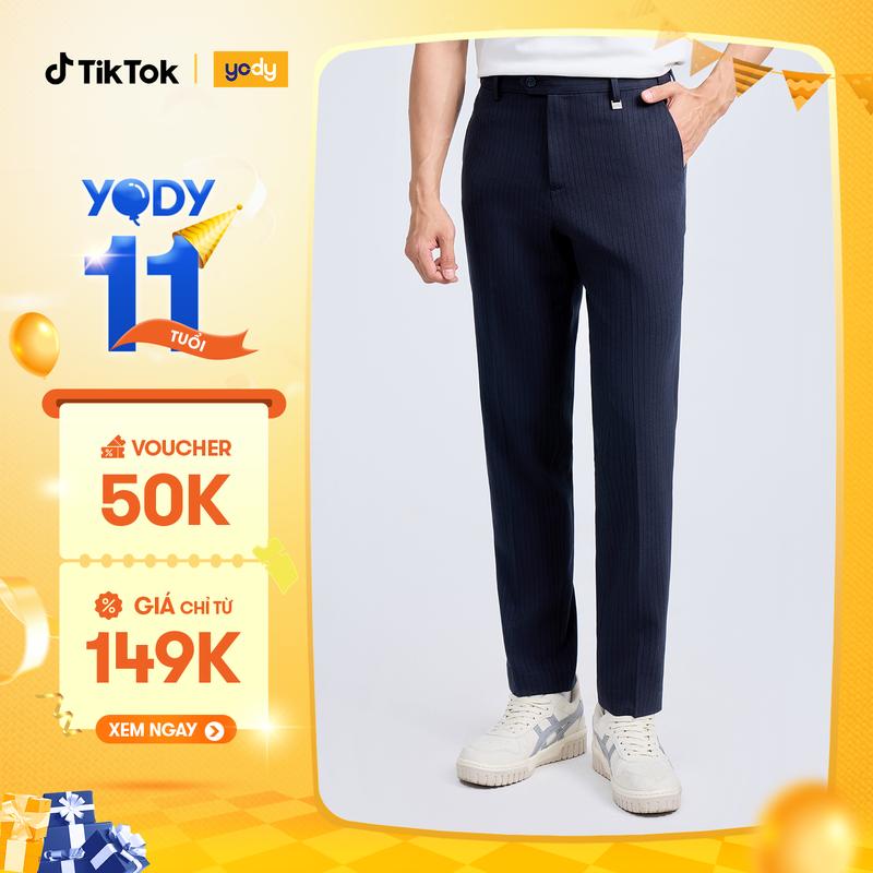 YODY Quần Âu Nam Cạp Di Động Có Điều Chỉnh Kẻ Sọc QAM7015